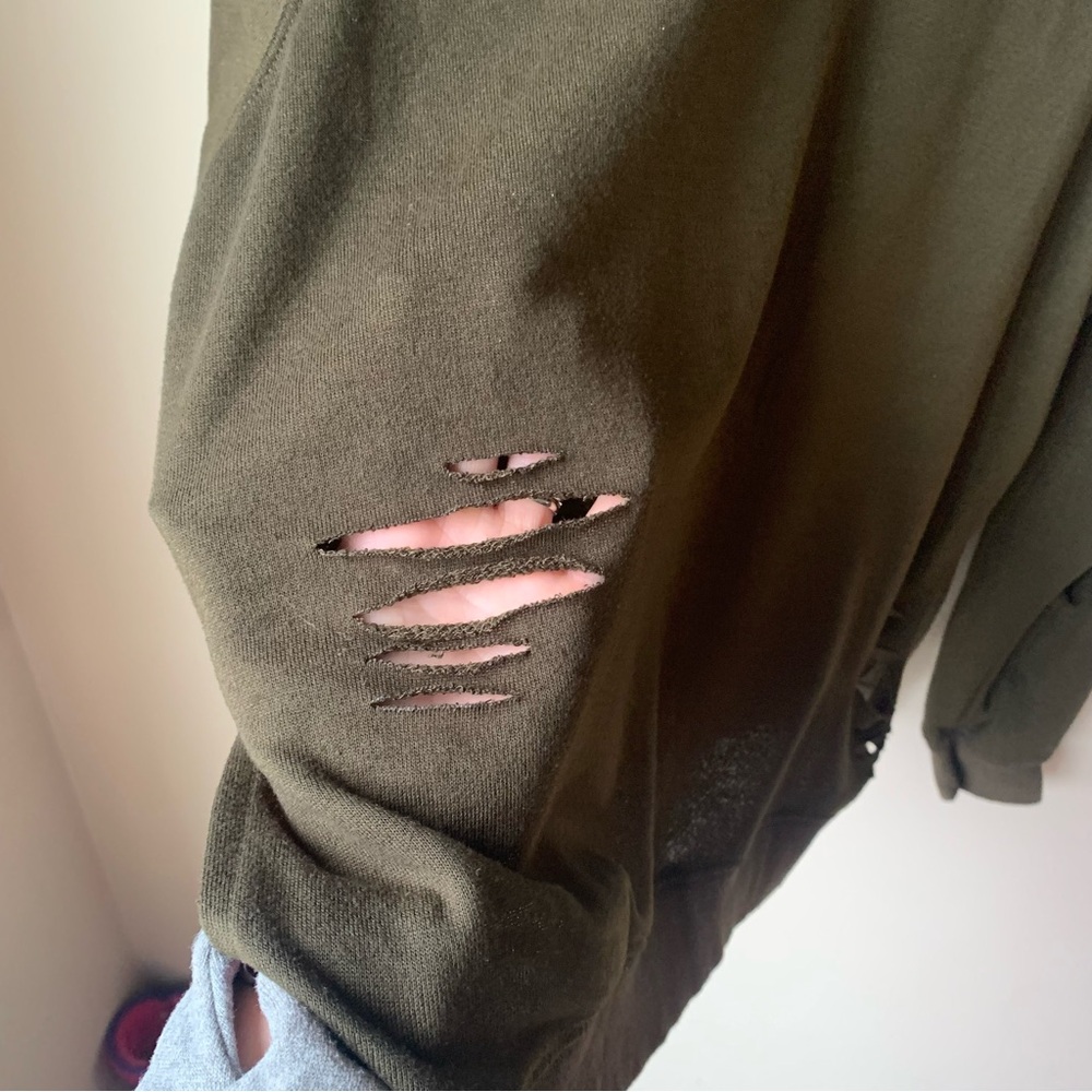 Buddy Love dark olive green distressed crewneck sweatshirt - Picture 5 of 6